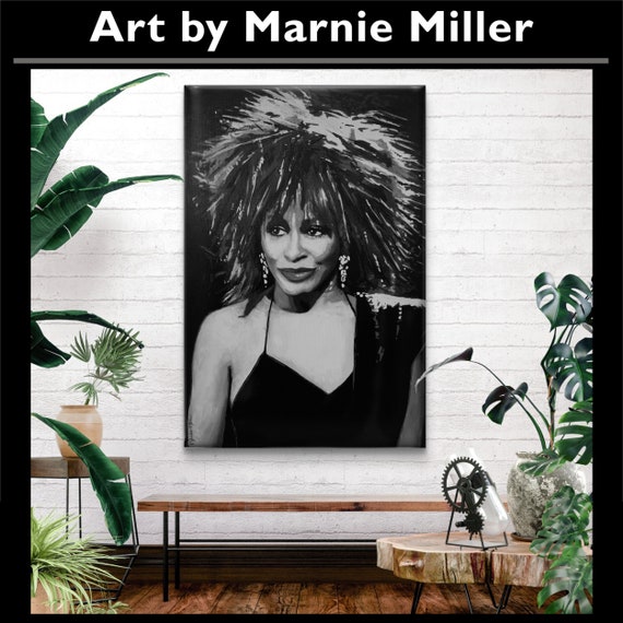 Tina Turner Portrait - Giclee Fine Art Print on Premium Cotton Canvas - Gallery Wrapped made from original oil painting by Marnie Miller, TX