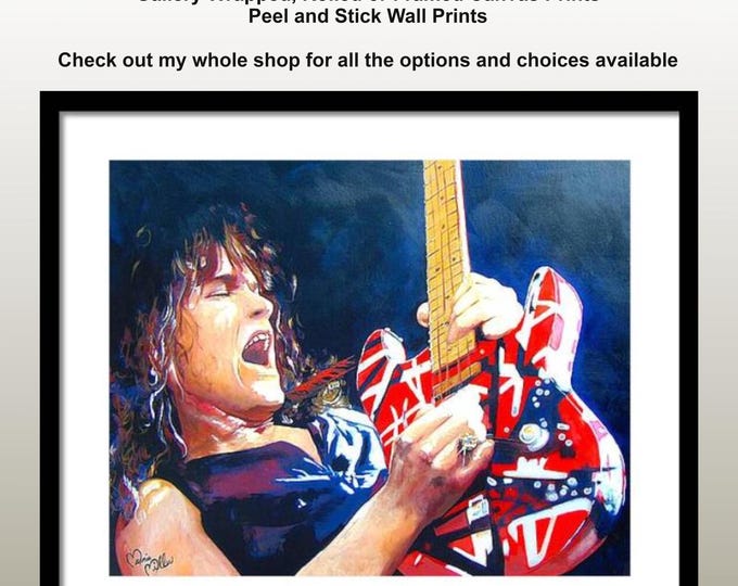 Eddie Van Halen Prints Original Prints Fine Art Papers Framed Rock n Roll Music and Home Theater Decor Modern Artwork Decor By Marnie Miller