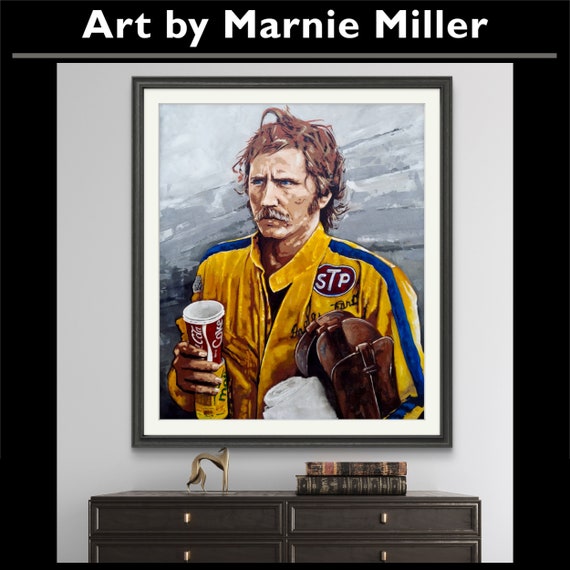 Dale Earnhardt Sr NASCAR Portrait Limited Edition Signed & Numbered Giclee Fine Art Print on Premium Cotton Rag Paper by Marnie Miller, Tx