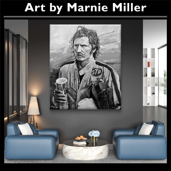 Dale Earnhardt Sr NASCAR Portrait Giclee Art Print on Premium Cotton Canvas Gallery Wrapped made from original oil painting by Marnie Miller