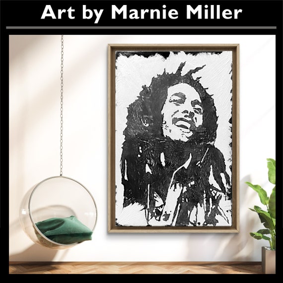 Bob Marley Reggae Love Portrait Giclee Fine Art Print on Cotton Canvas Gallery Wrapped made from original oil Painting by Marnie Miller