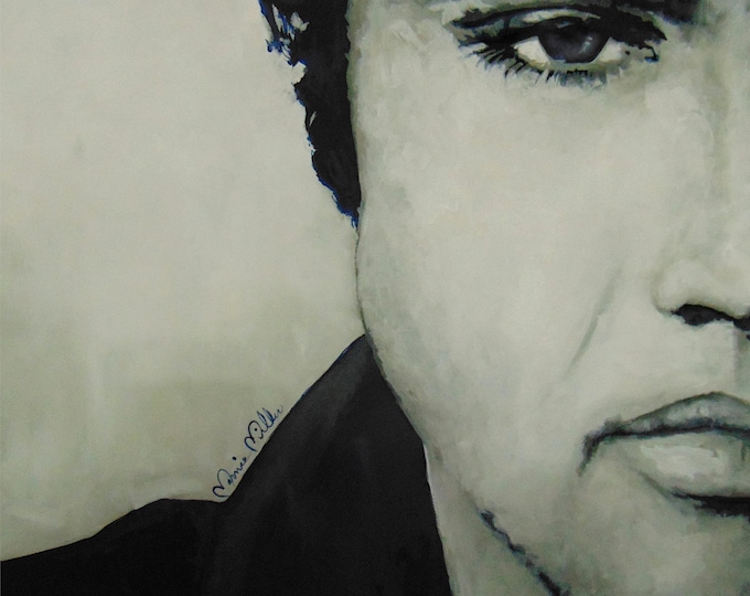 Elvis Presley Portrait Painting, Original Fine Art Prints on Canvas or Archival Paper, Framed or Unframed, King of Rock N Roll Vintage Music