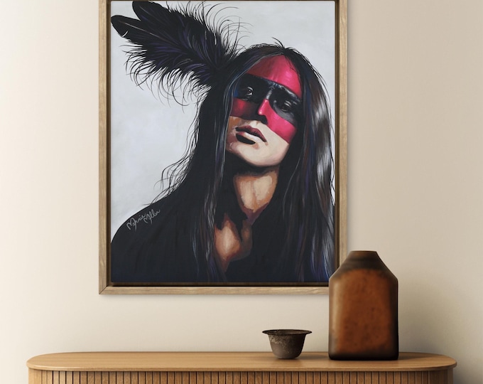 Native American Warrior Original Museum Quality Wall Art Prints on Canvas or Paper, Rolled, Gallery Wrapped or Framed Modern Rustic Decor