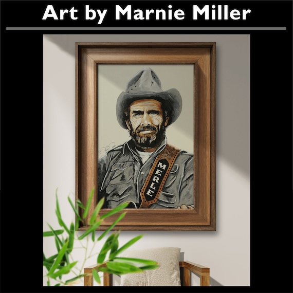 Merle Haggard Portrait - Giclee Fine Art Print on Premium Cotton Canvas Gallery Wrapped made from original oil painting by Marnie Miller, TX