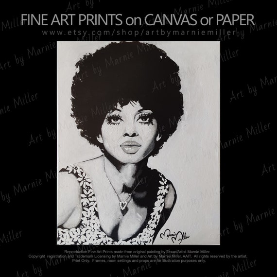 Diana Ross Mowtown Superstar Fine Art Print on Canvas or Limited Edition Signed and Numbered on Rag Cotton Paper original by Marnie Miller