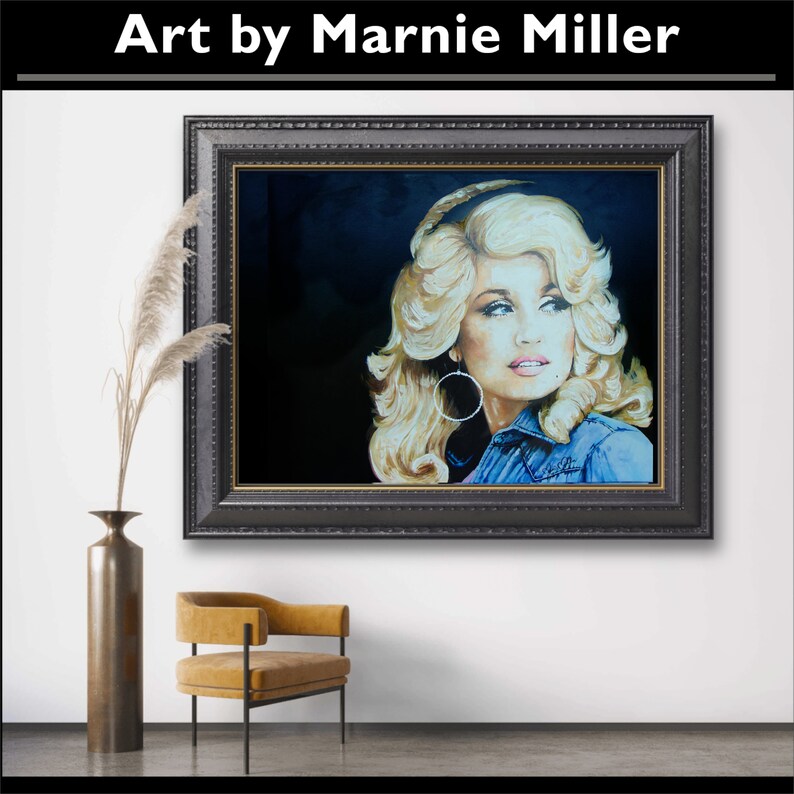 Dolly Parton Orginal Hand Painted Portrait - Giclee Fine Art Prints on Premium Museum Quality  Cotton Canvas Gallery Wrapped made from Original oil Painting by Texas Artist Marnie Miller, b. 1971