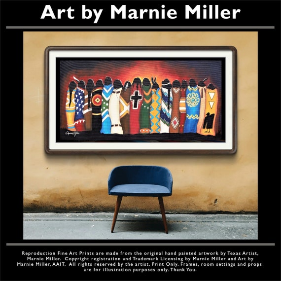 Native American Rustic Southwest Tribe Limited Edition Signed & Numbered Giclee Art Print on Premium Cotton Rag Paper by Marnie Miller, Tx