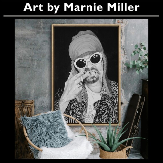 Kurt Cobain Portrait Giclee Fine Art Print on Premium Cotton Canvas Gallery Wrapped made from original oil painting by Marnie Miller, Texas