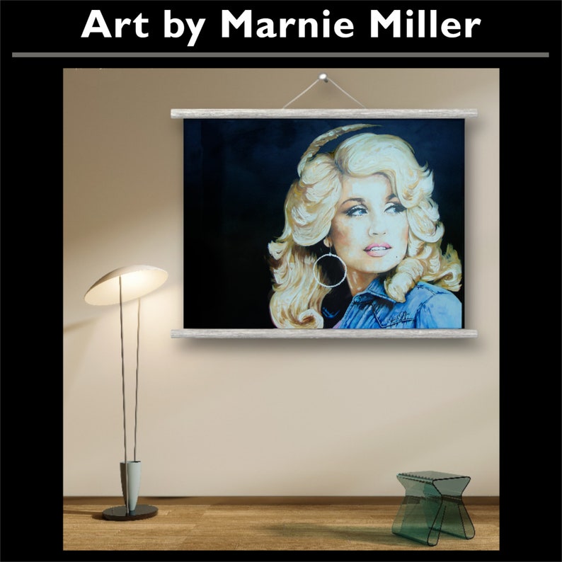 Dolly Parton Country Music Legend Wall Art Print on Quality Canvas or Premium Rag Cotton Paper - Large Scale Big Sizes - Custom Available by Texas artist Marnie Miller