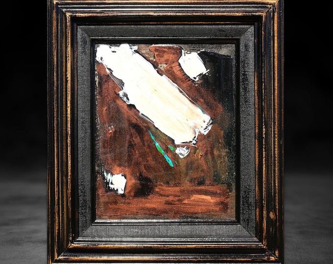 Original handpainted 13x15 heavy texture metallic copper  abstract artwork ready to hang stretched canvas modern artwork by Marnie Miller
