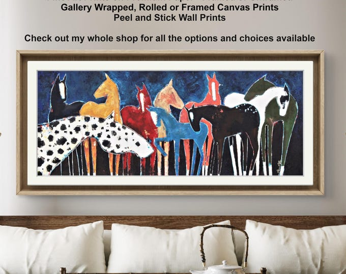 Horse Equine Wild Horse Colorful Abstract Quality Framed Art Prints Appaloosa  Herd wildlife modern rustic ranch chic decor by Marnie Miller
