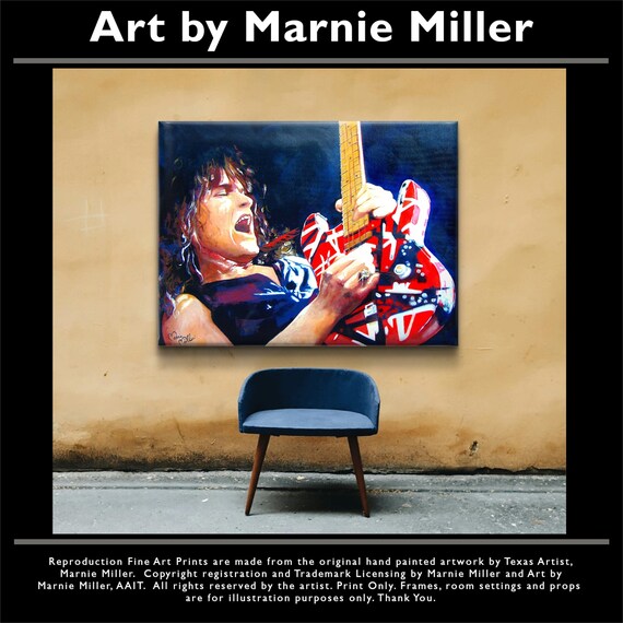 Eddie Van Halen Portrait Giclee Fine Art Print on Premium Cotton Canvas Gallery Wrapped made from original oil painting by Marnie Miller, Tx