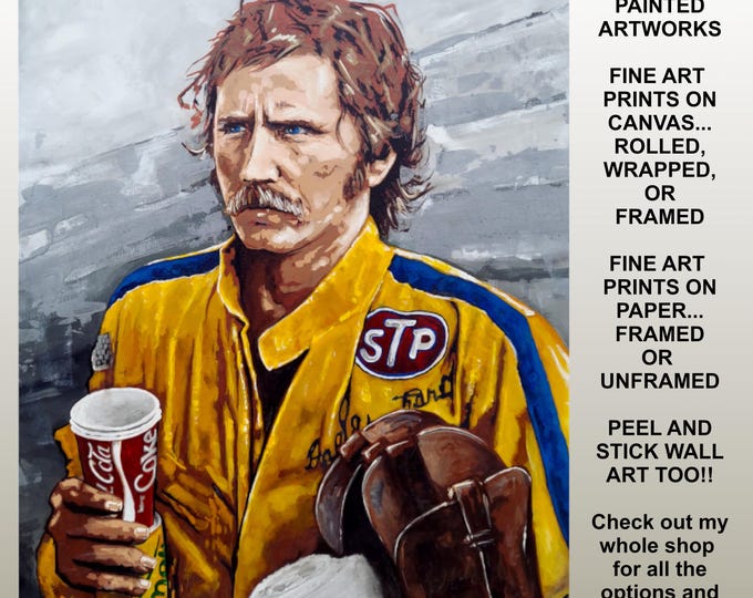 NASCAR Dale Earnhardt Sr Portrait Framed Canvas Print - Home Theater Mancave Original Art Decor - Earnhardt Painting - Modern Rustic Decor