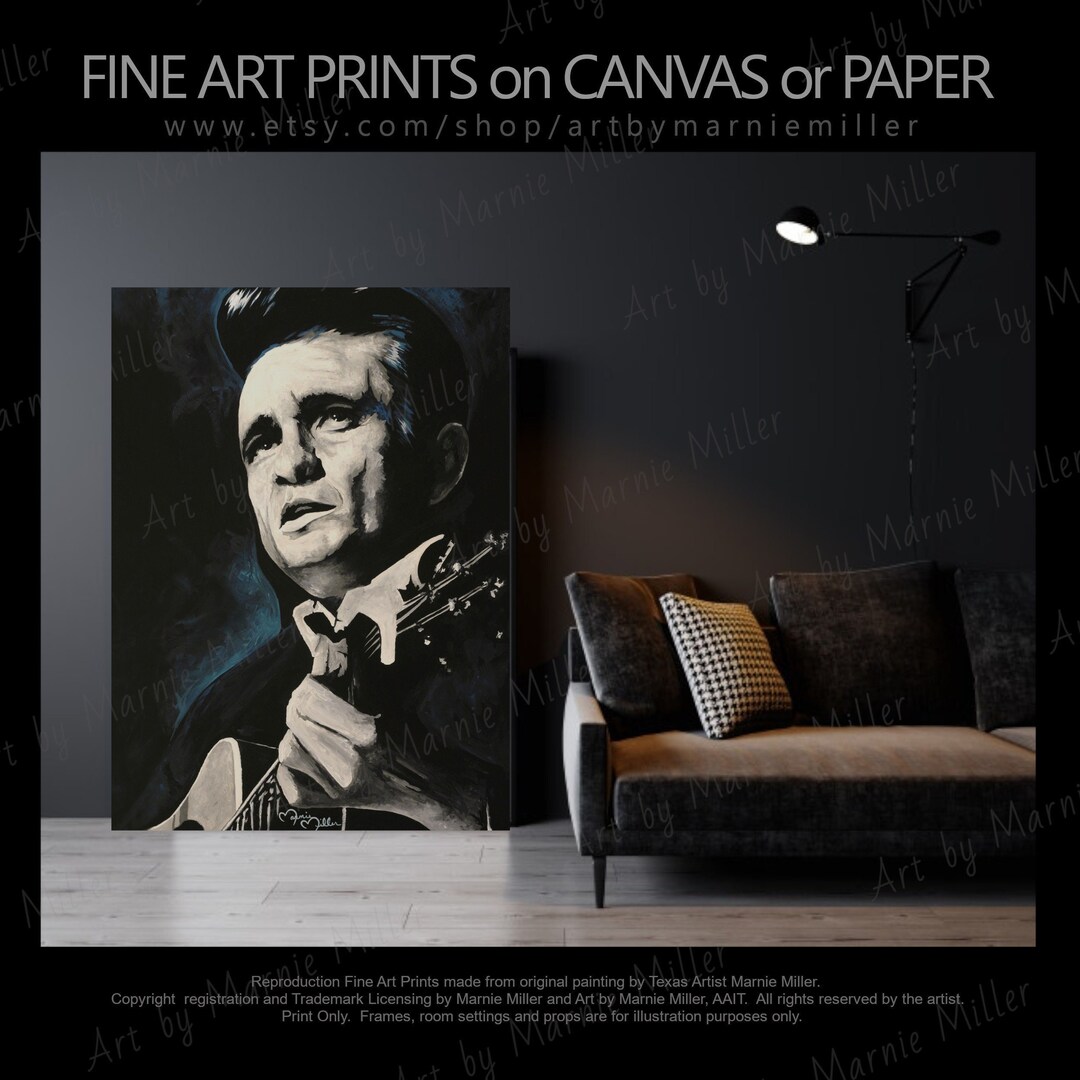 Johnny Cash Fine Art Print on Canvas or Limited Edition Signed - Etsy