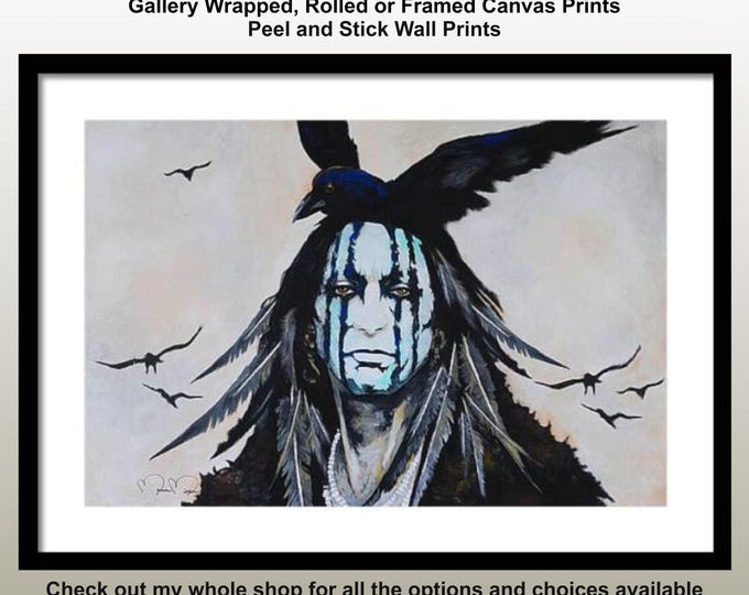Native American Style Original Art Prints on Fine Art papers Indian Warrior Southwestern Ranch Lodge Rustic Tonto Painting by Marnie Miller