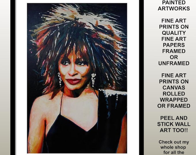 Tina Turner Premium Art Prints Framed Modern Art Rock N Roll Cool Game Room Bar Decor Home Theatre Music Room - Original by Marnie Miller