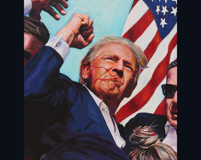 President Trump Original Fine Art Print on Canvas or Archival Paper, Donald Trump Portrait, Conservative, Republican, Political Decor, DJT