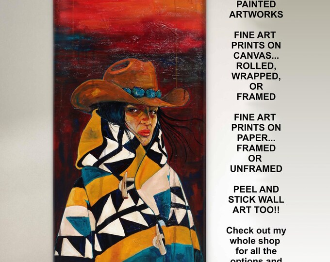 Cowgirl with Attitude Western Decor Modern Rustic Southwest Ranch Tribal Native American Style Blanket Canvas Prints by Marnie Miller, Texas