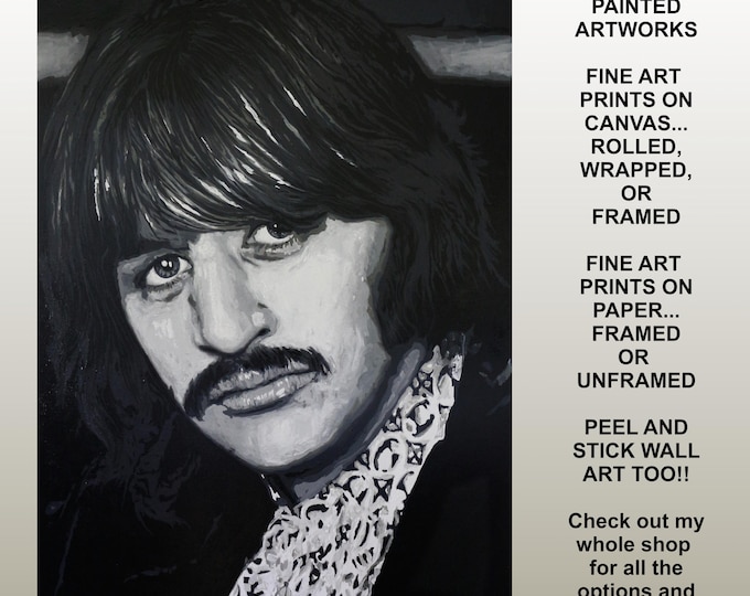 Ringo Starr of The Beatles Gallery Canvas Art Print Framed Vintage Rock n Roll Decor Modern Art original oil painting by Marnie Miller, TX