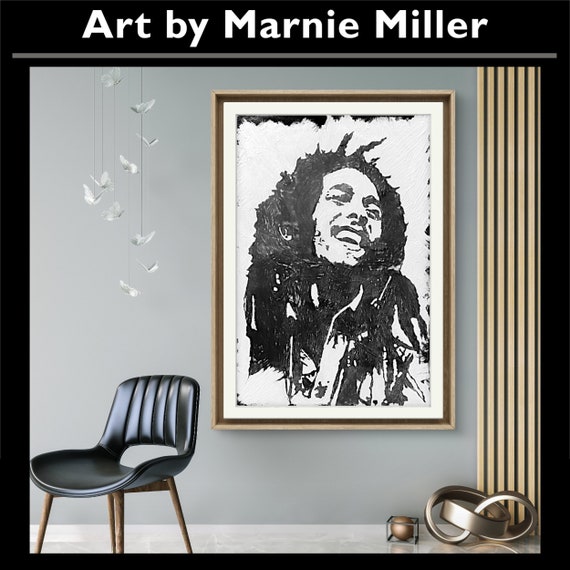 Bob Marley Reggae Love Portrait Limited Edition Signed & Numbered Giclee Fine Art Print on Premium Cotton Rag Paper by Marnie Miller, Tx