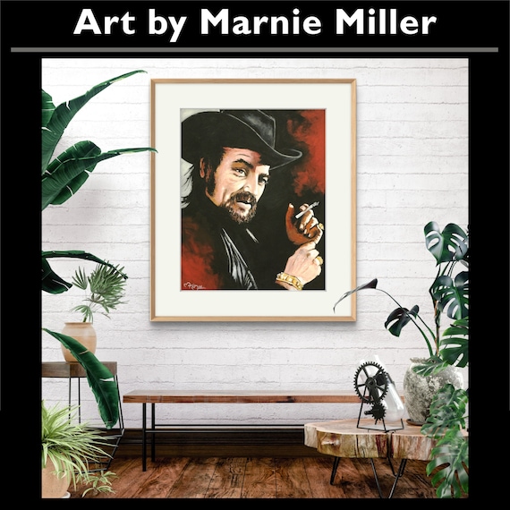 Waylon Jennings Limited Edition Signed & Numbered Giclee Fine Art Print on Gorgeous Premium Cotton Rag Paper by Texas Artist, Marnie Miller