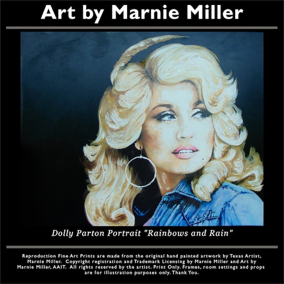 Dolly Parton Portrait - Giclee Fine Art Print on Premium Cotton Canvas Gallery Wrapped made from Original oil Painting by Marnie Miller, TX