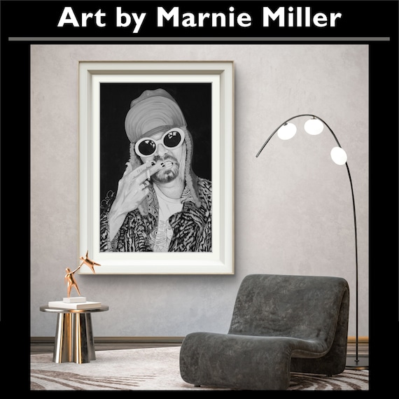 Kurt Cobain Rock Star Love Limited Edition Signed & Numbered Giclee Fine Art Print on Premium Cotton Rag Paper by Texas Artist Marnie Miller