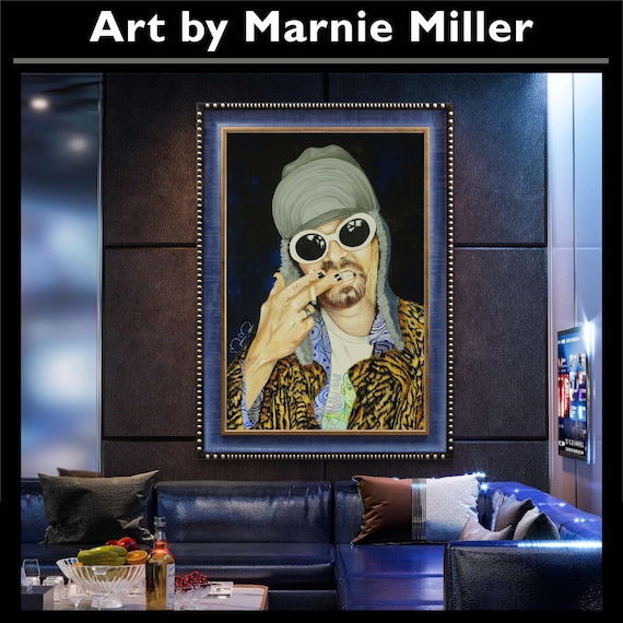 Kurt Cobain Portrait Giclee Fine Art Print on Premium Cotton Canvas Gallery Wrapped made from original oil painting by Marnie Miller, Texas