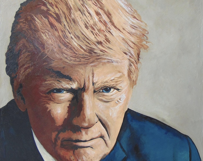 President Donald Trump Portrait Painting, Original Fine Art Prints on Canvas or Archival Paper, Framed or Unframed, Conservative, Republican