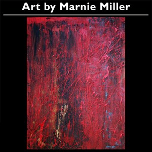 Original Modern Abstract Textured Hand Painted Dark Sultry Dripping Red Enamel Black Gold oil painting by Texas Artist Marnie Miller 30x40 zdjęcie 2