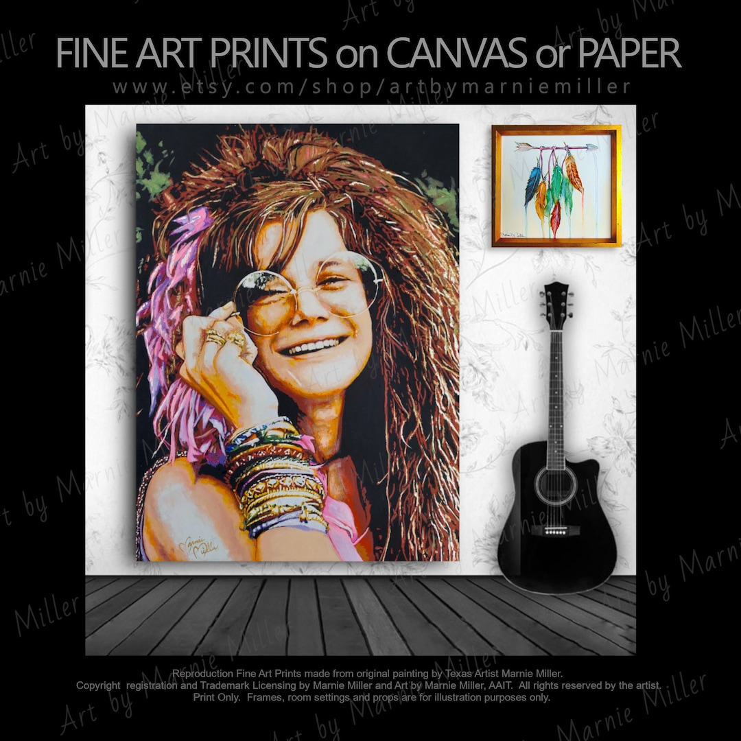 Janis Joplin Fine Art Print on Canvas or Limited Edition Signed and