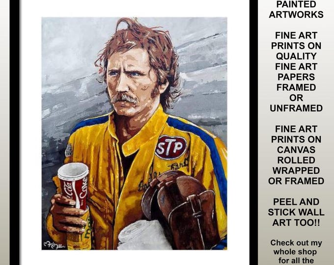 NASCAR Dale Earnhardt Sr Portrait Framed Paper Prints - Home Theater Mancave Original Art Decor - Earnhardt Painting - Modern Rustic Decor