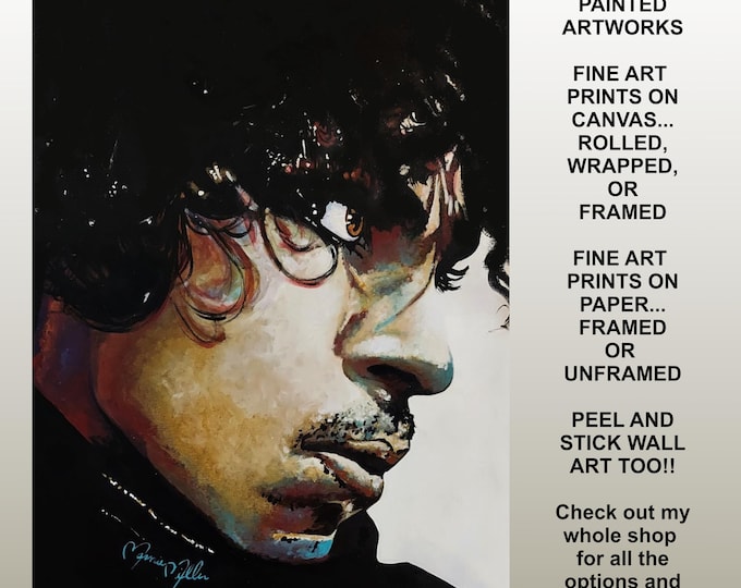 Prince Portrait Rock Star Purple Rain Framed Canvas Art Prints - Rock n Roll Artwork - Music Room Decor - Home Theater - Bar Gameroom Decor