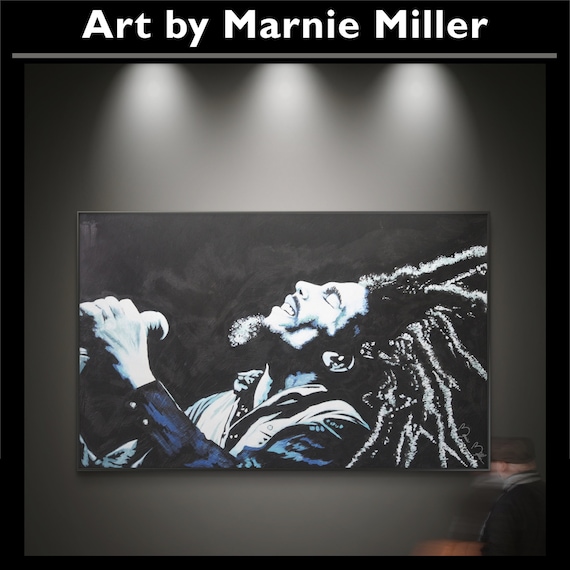 Bob Marley Reggae Love Portrait Giclee Art Print on Premium Cotton Canvas Gallery Wrapped made from original oil painting by Marnie Miller