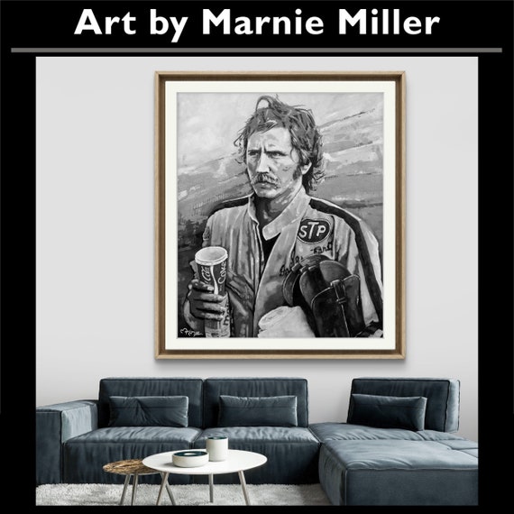 Dale Earnhardt Sr NASCAR Portrait Limited Edition Signed & Numbered Giclee Fine Art Print on Premium Cotton Rag Paper by Marnie Miller, Tx