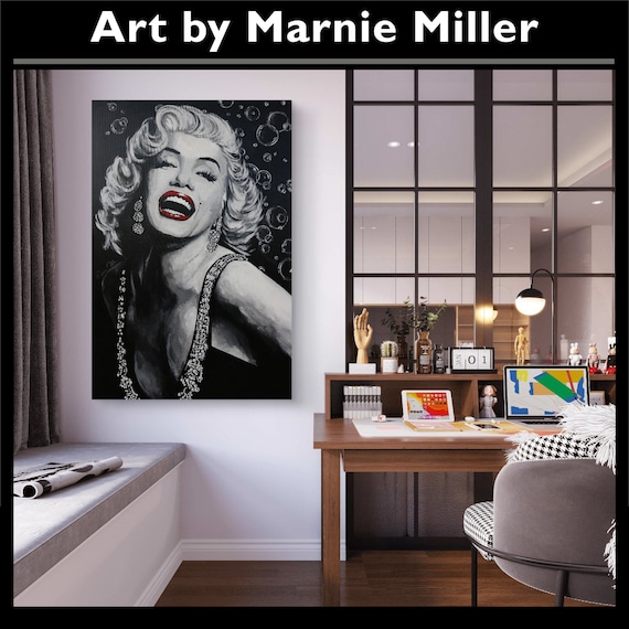 Marilyn Monroe Original Portrait Giclee Fine Art Print on Cotton Canvas Gallery Wrapped made from original oil Painting by Marnie Miller, TX