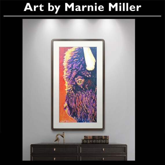 American Bison Wildlife Buffalo Art Limited Edition Signed &Numbered Giclee Fine Art Prints on Premium Cotton Rag Paper by Marnie Miller, Tx