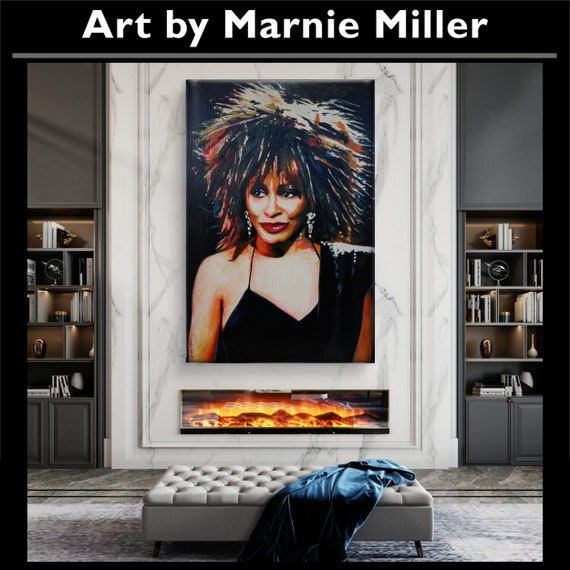 Tina Turner Portrait - Giclee Fine Art Print on Premium Cotton Canvas - Gallery Wrapped made from original oil painting by Marnie Miller, TX