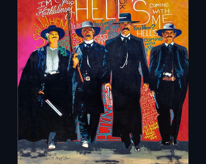 Tombstone Movie Original Fine Art Print on canvas or archival paper, Doc Holliday, Wyatt Earp, Cowboy Decor, Vintage Western Movie Decor