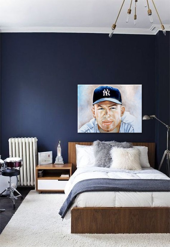 Mickey Mantle Fine Art Print New York Yankees MLB Major League Baseball Mancave Boys Room Sports Memorabilia Wall Decor Gameroom Bar Poster