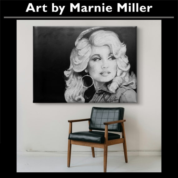 Dolly Parton Portrait - Giclee Fine Art Print on Premium Cotton Canvas Gallery Wrapped made from Original oil Painting by Marnie Miller, TX