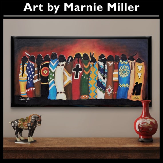 Native American Rustic Southwest Tribe Giclee Fine Art Print on Premium Cotton Canvas Gallery Wrapped made from original by Marnie Miller