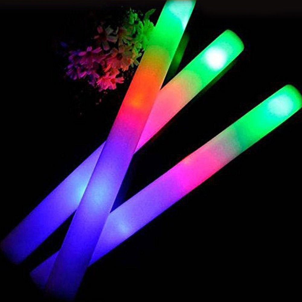 30-60pcs LED Foam Glow Sticks Flashing Glow Baton Cheer Tube Glow