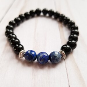 Men&#39;s Bracelet, Lapis Lazuli Bracelet, Beaded Bracelet, Gemstone Bracelet, Crystal Bracelet, Men&#39;s Gift