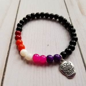 Sugar Skull, Dia de los Muertos, Day of the Dead, Beaded Bracelet, Calavera Jewelry, Women&#39;s Bracelet