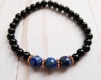 Lapis Lazuli Bracelet, Beaded Bracelet, Women's Bracelet, Gemstone Bracelet, Crystal Bracelet, Prosperity Bracelet