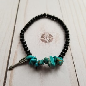 Turquoise Bracelet, Arrow Bracelet, Beaded Bracelet, Gemstone Bracelet, Crystal Bracelet, Women&#39;s Bracelet
