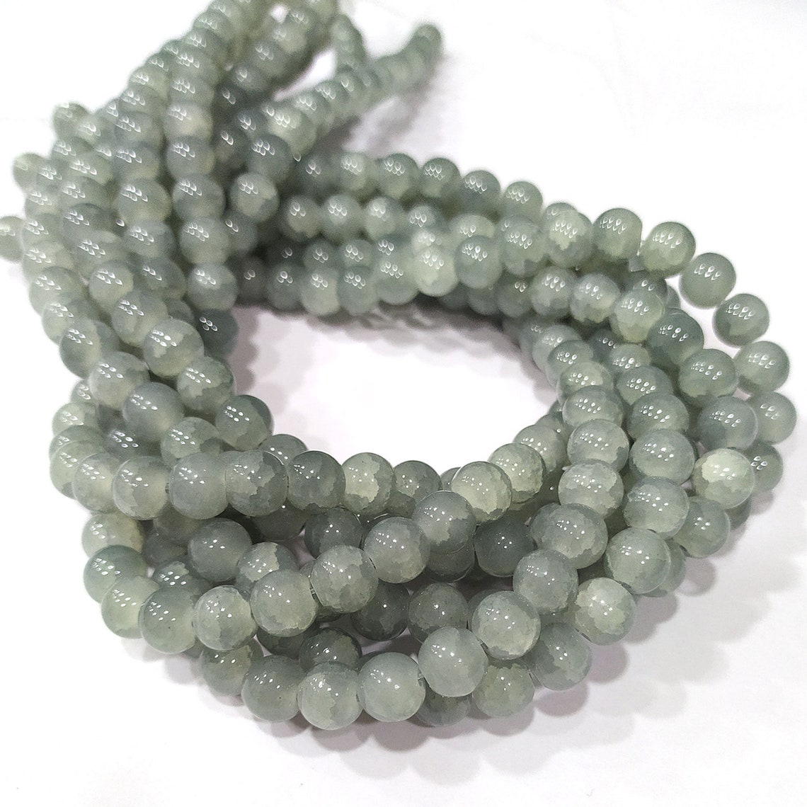 Natural Grey Jade BeadsSmooth Jade BeadsGrey Jade Etsy