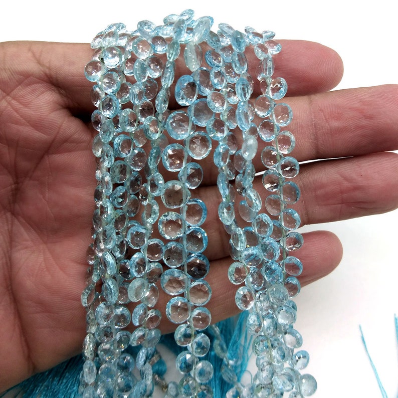 Natural Blue Topaz Faceted Briolette Heart Shape Beads,5x5mm Blue Topaz Heart Beads,Excellent Hand cut Gemstone Beads 10 Inch#AGL1266