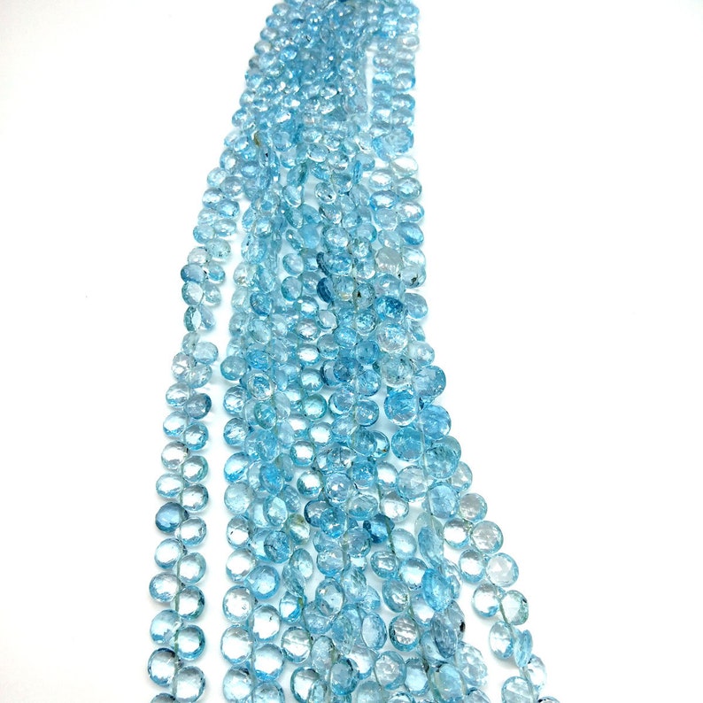 Natural Blue Topaz Faceted Briolette Heart Shape Beads,5x5mm Blue Topaz Heart Beads,Excellent Hand cut Gemstone Beads 10 Inch#AGL1266